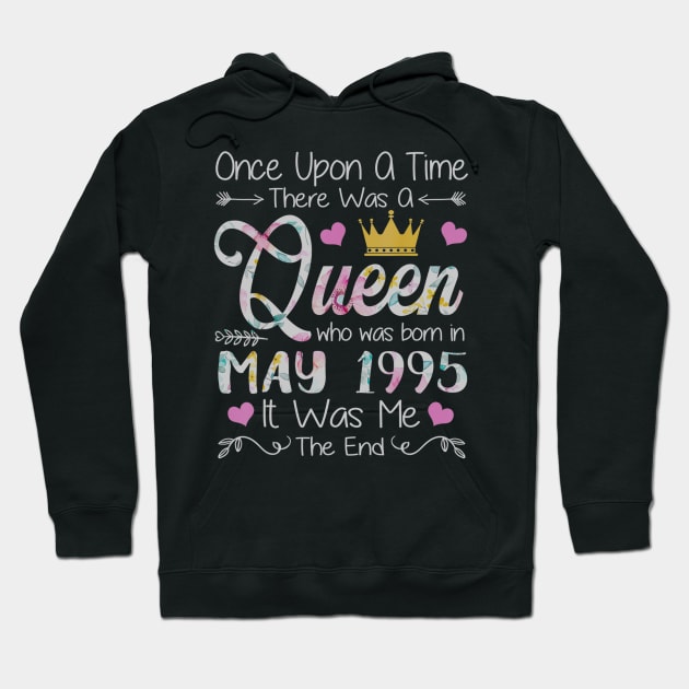 Girls 25th Birthday Queen May 1995 Queen Birthday Hoodie by daylightpombo3